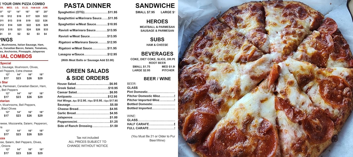 Rocky's New York Pizza Menu