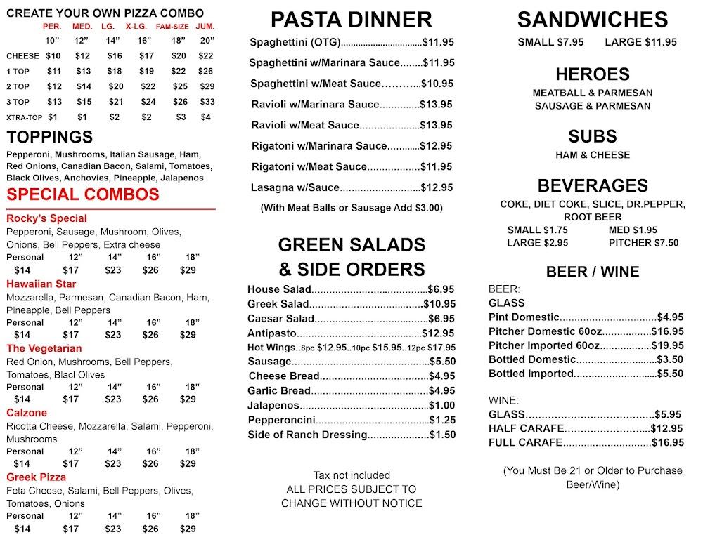 Rocky's New York Pizza Menu image 1